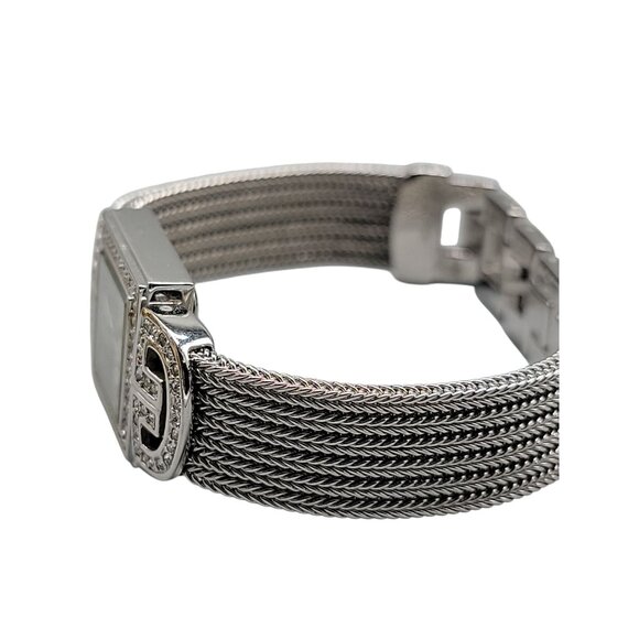 Elgin Ladies Heirloom Quartz Watch Silver Mesh Band Crystal 18mm Rhinestone Dial - Picture 6 of 16